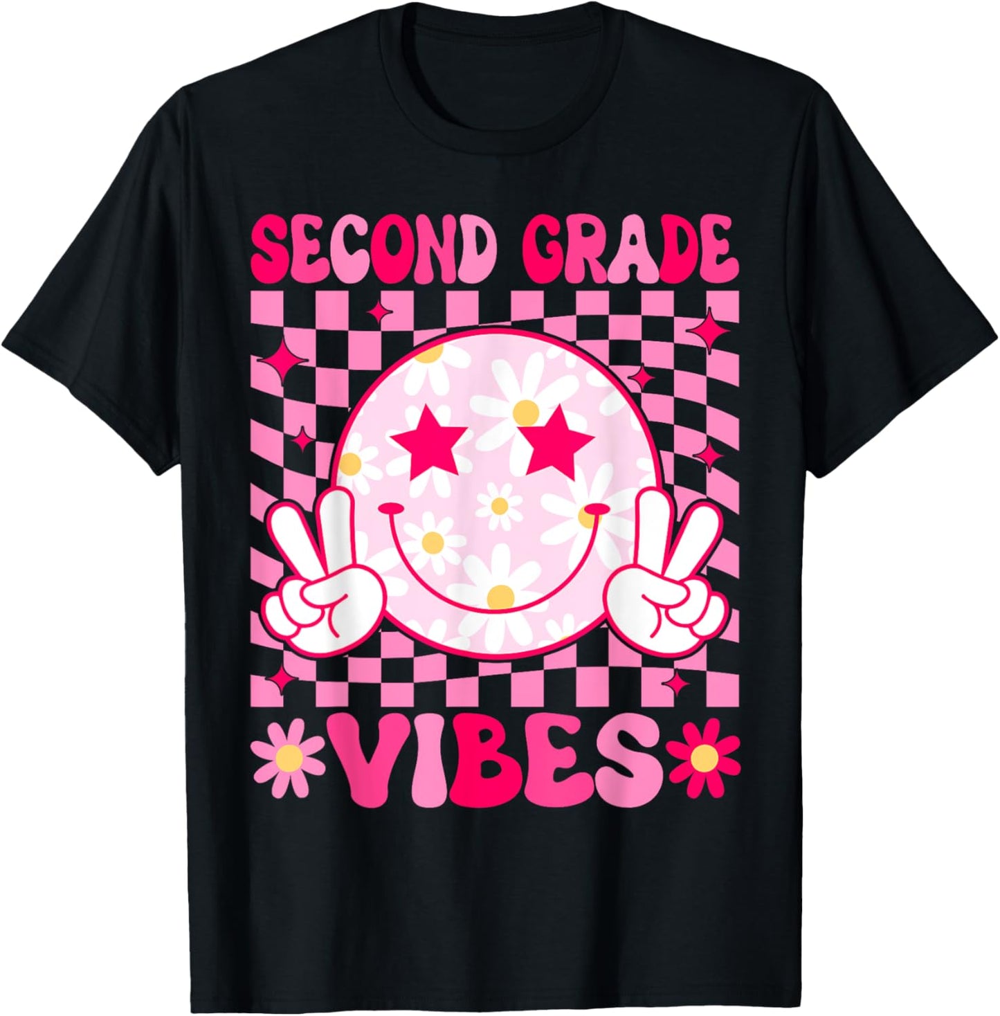 Second Grade Vibes Back To School 2nd Grade Teacher Students Women Kids T-Shirt - T-Shirt | Black