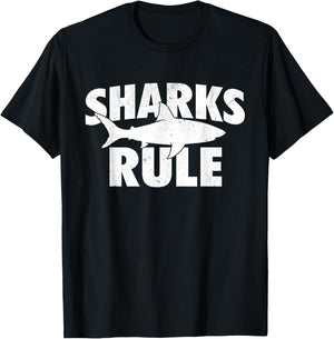 Sharks Rule - Shark Lover Ocean Sea Animal Marine Biologist T-Shirt - T-Shirt | Black