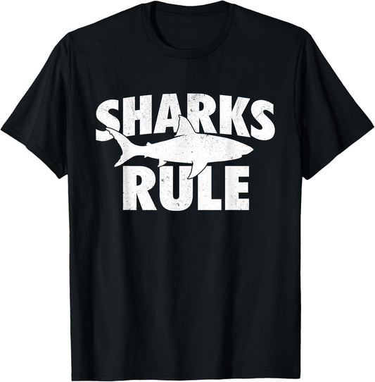 Sharks Rule - Shark Lover Ocean Sea Animal Marine Biologist T-Shirt - T-Shirt | Black