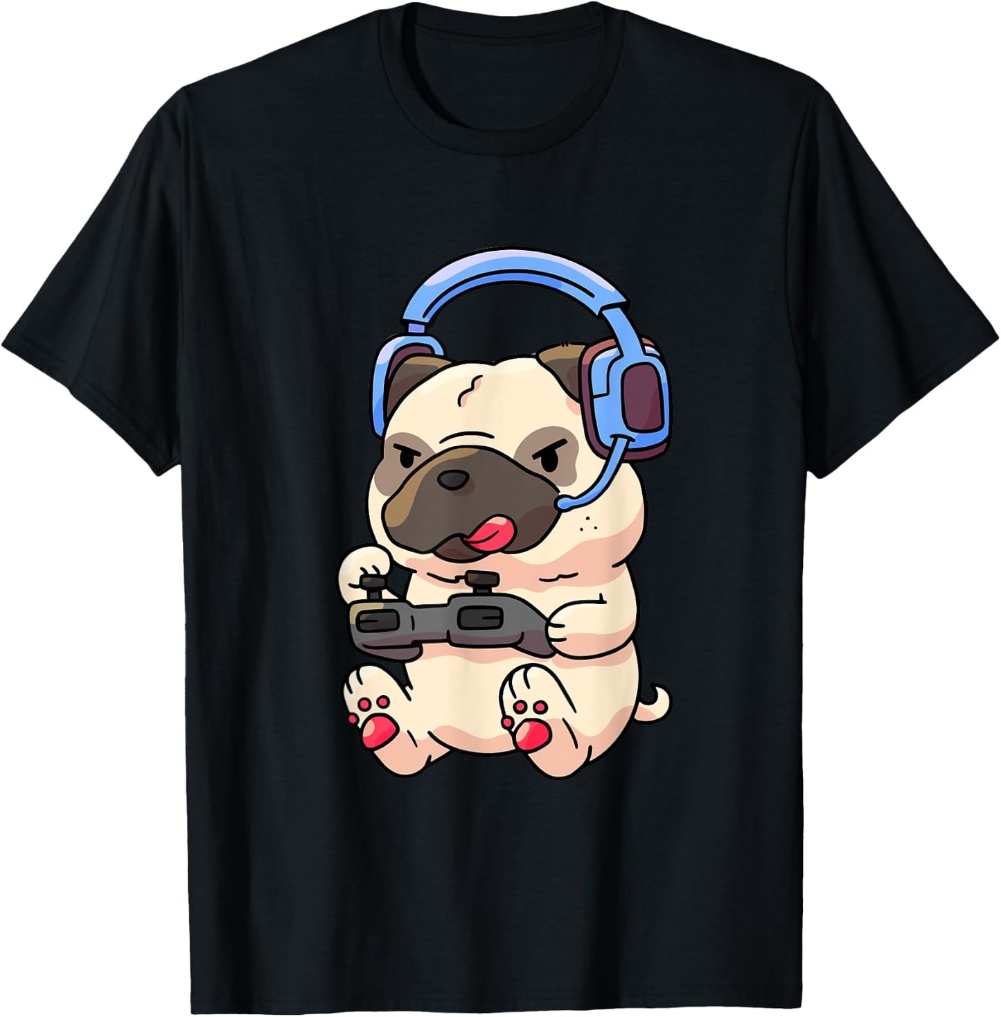 Gamer Pug Gaming Pugs Video Game Gift Small T-Shirt - T-Shirt | Black