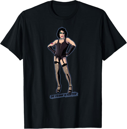 Rocky Horror Show Dr Frank N Furter Tights And Heels T-Shirt - T-Shirt | Black