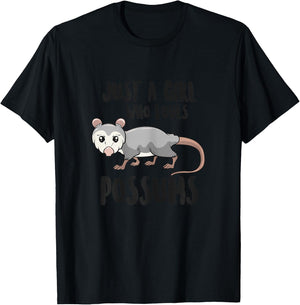 Funny Possums Girl Just a Girl Who Loves Possums T-Shirt - T-Shirt | Black