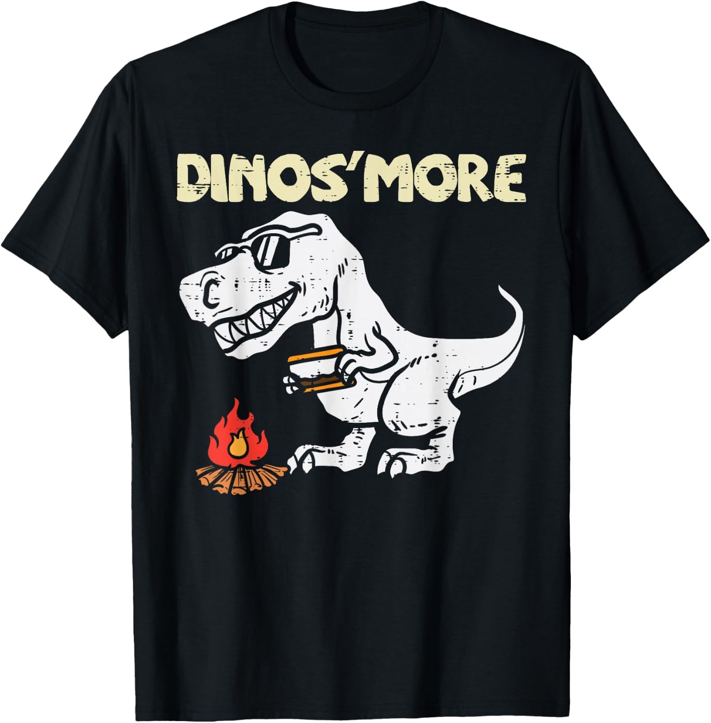 Dino smore Funny Camping Trex Dinosaur Camper Kids Boys T-Shirt - T-Shirt | Black