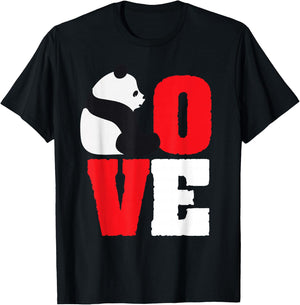 Panda Bear Shirt Black And White Panda Love T-Shirt - T-Shirt | Black