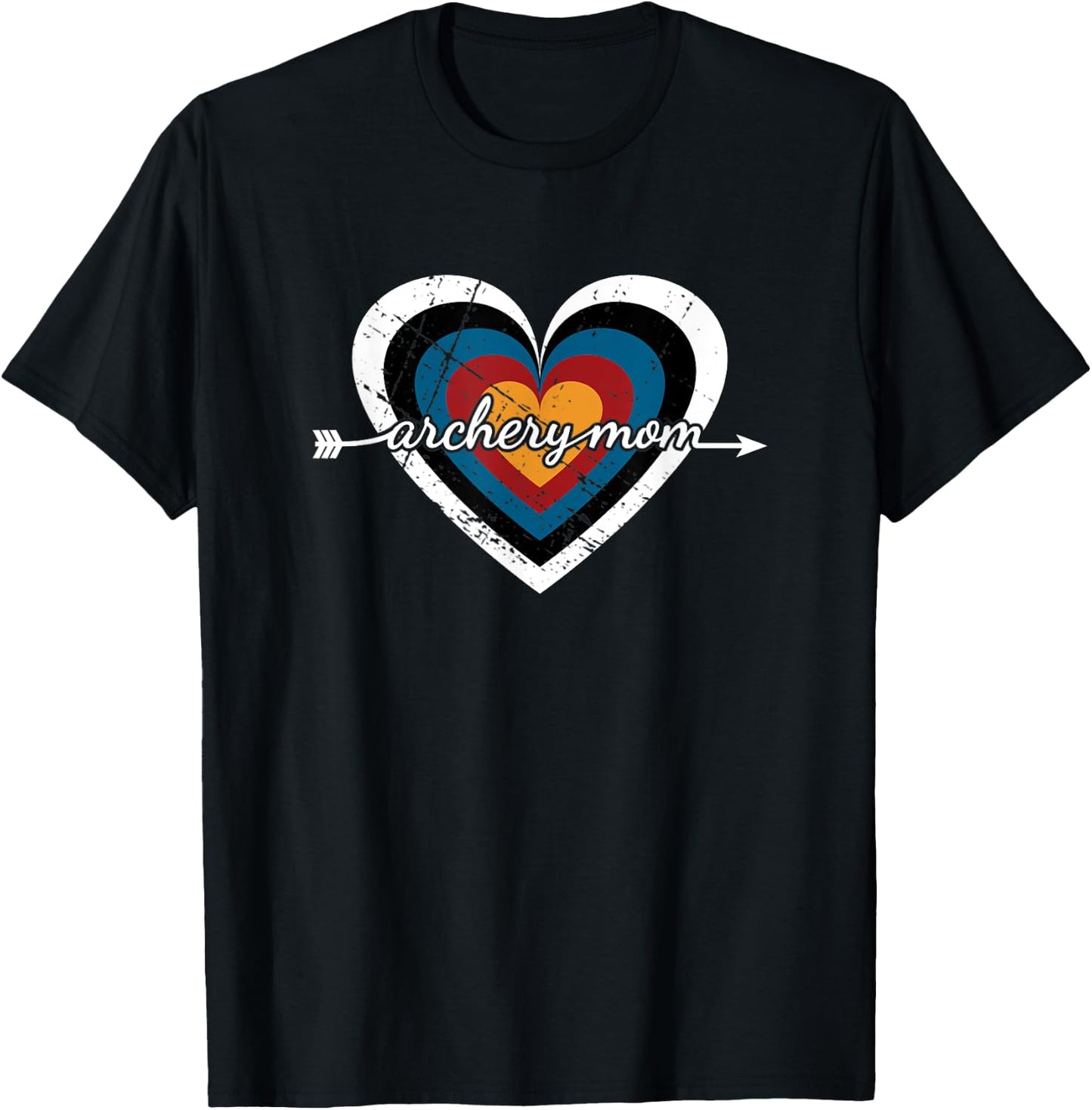 Archery Mom Target Heart - USA Archery T-Shirt - T-Shirt | Black