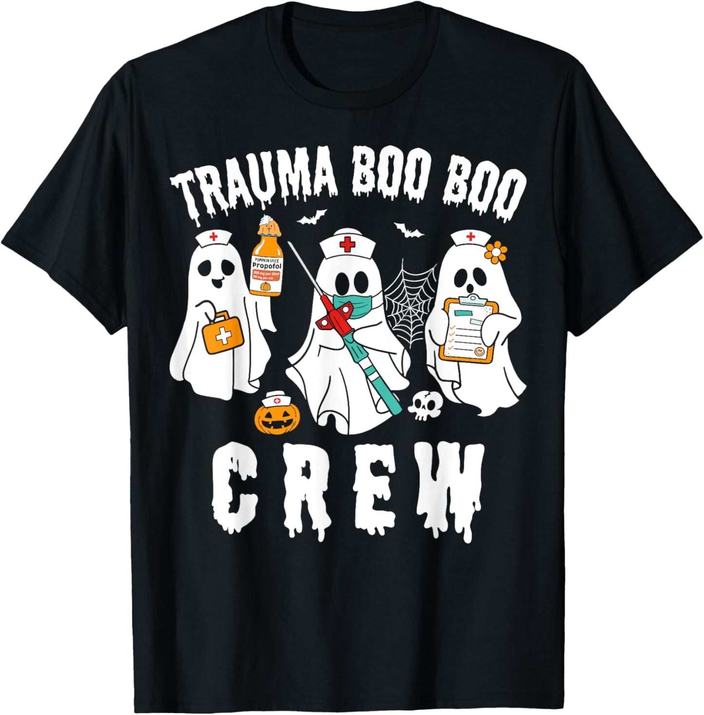 Groovy Trauma Boo Crew Funny Halloween Nurse T-Shirt - T-Shirt | Black