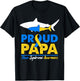 Proud Papa Shark Down Syndrome Awareness Day Ribbon Dad T21 T-Shirt - T-Shirt | Black