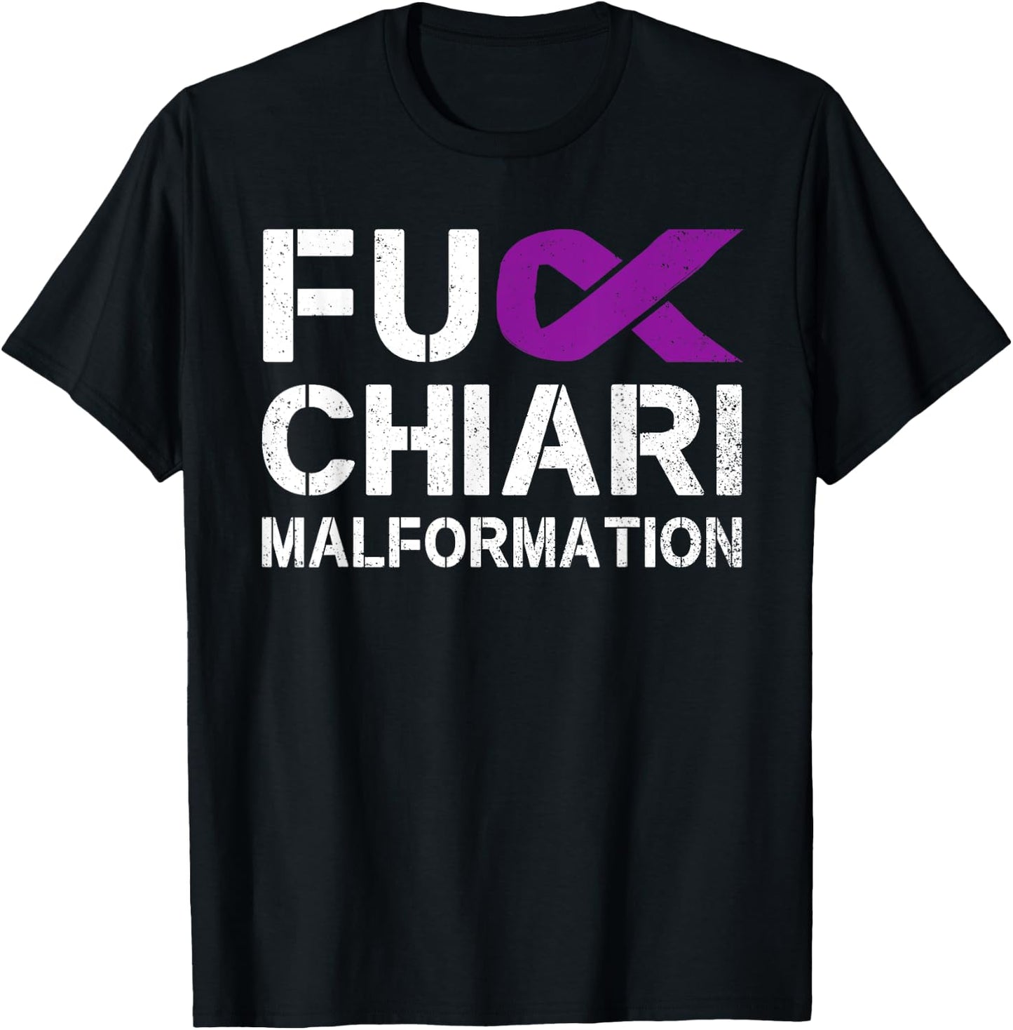 Fuck Chiari Malformation Awareness Purple Ribbon Warrior T-Shirt - T-Shirt | Black