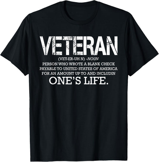 Veteran Definition Meaning Army Soldier Cool Military Gifts T-Shirt - T-Shirt | Black