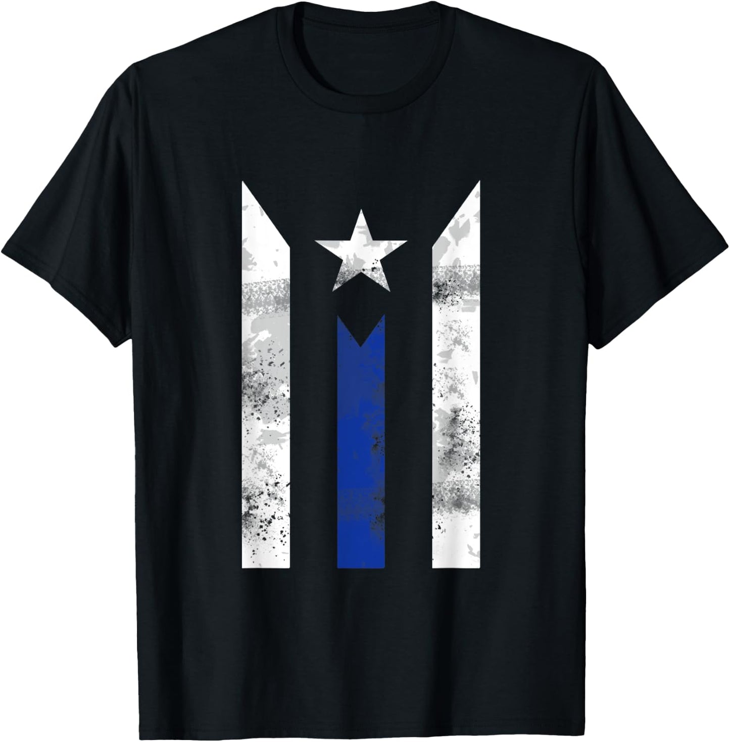 Thin Blue Line Puerto Rican Police Puerto Rico Flag Gift T-Shirt - T-Shirt | Black