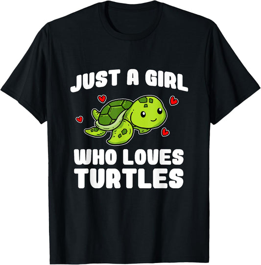 Just A Girl Who Loves Turtles Funny Turtle Costume T-Shirt - T-Shirt | Black