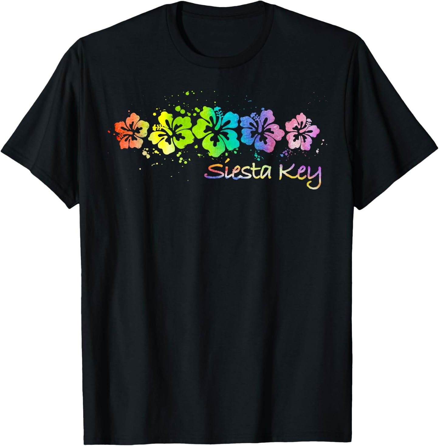 Siesta Key Watercolor Beach & Surf T-Shirt - T-Shirt | Black
