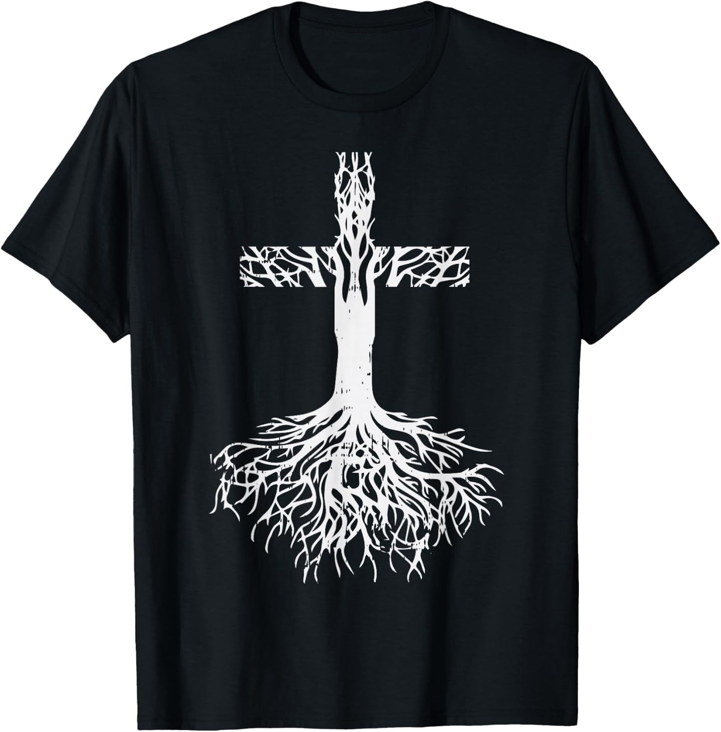 Cross Roots God Jesus Christ Faith Religious Christian Gift T-Shirt - T-Shirt | Black
