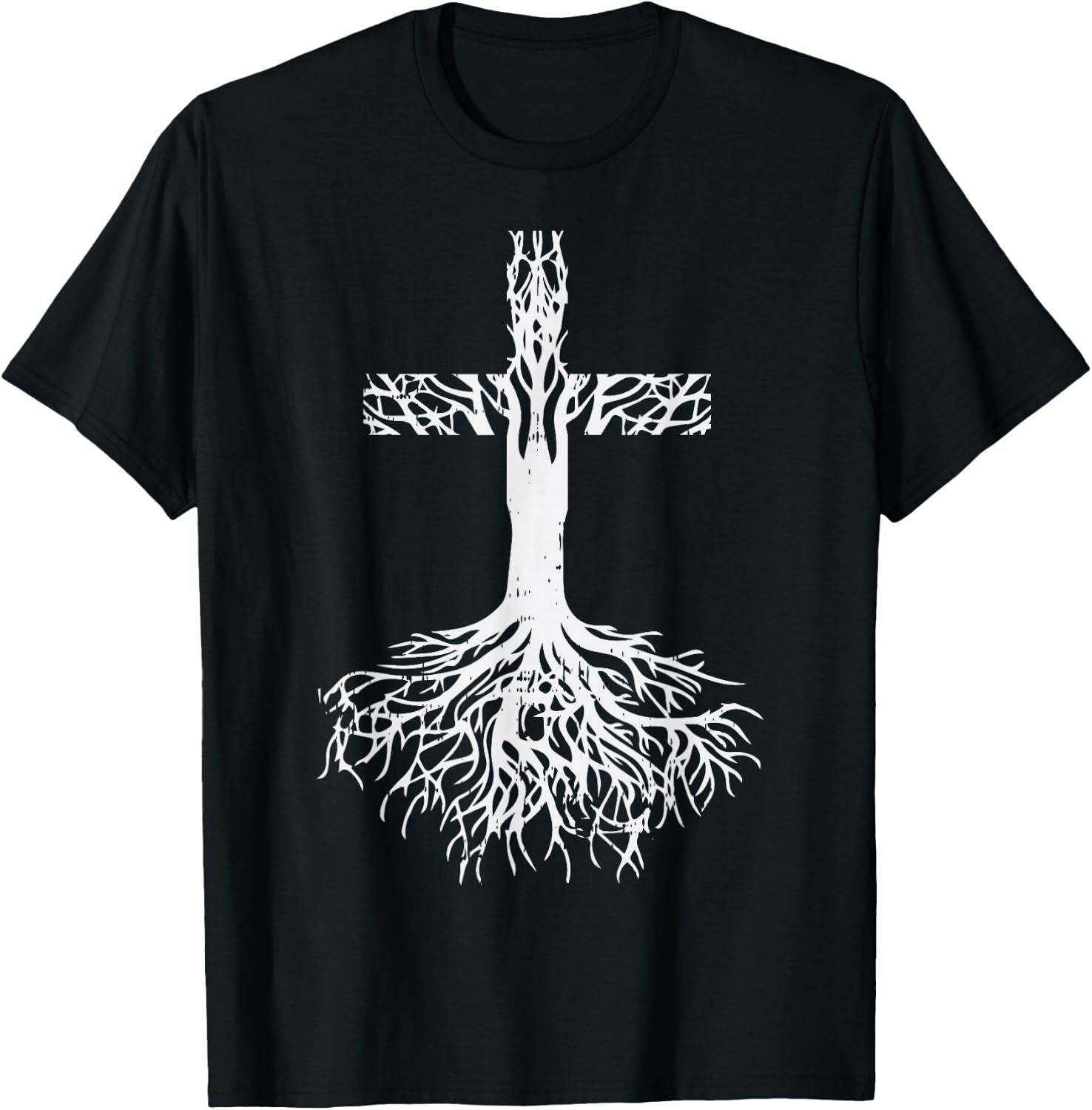 Cross Roots God Jesus Christ Faith Religious Christian Gift T-Shirt - T-Shirt | Black