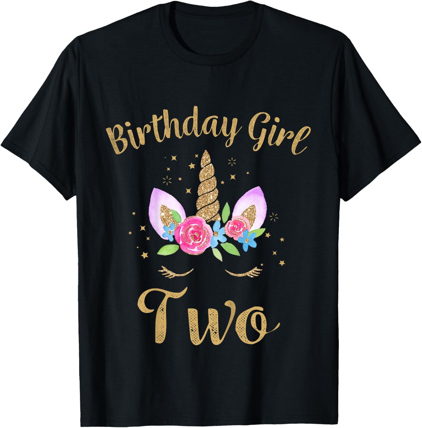 Kids 2 Year Old Birthday Girl Unicorn Shirt 2nd Birthday Outfit T-Shirt - T-Shirt | Black