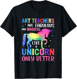 Art Teacher Unicorn Men Women Funny School Teachers T-Shirt - T-Shirt | Black