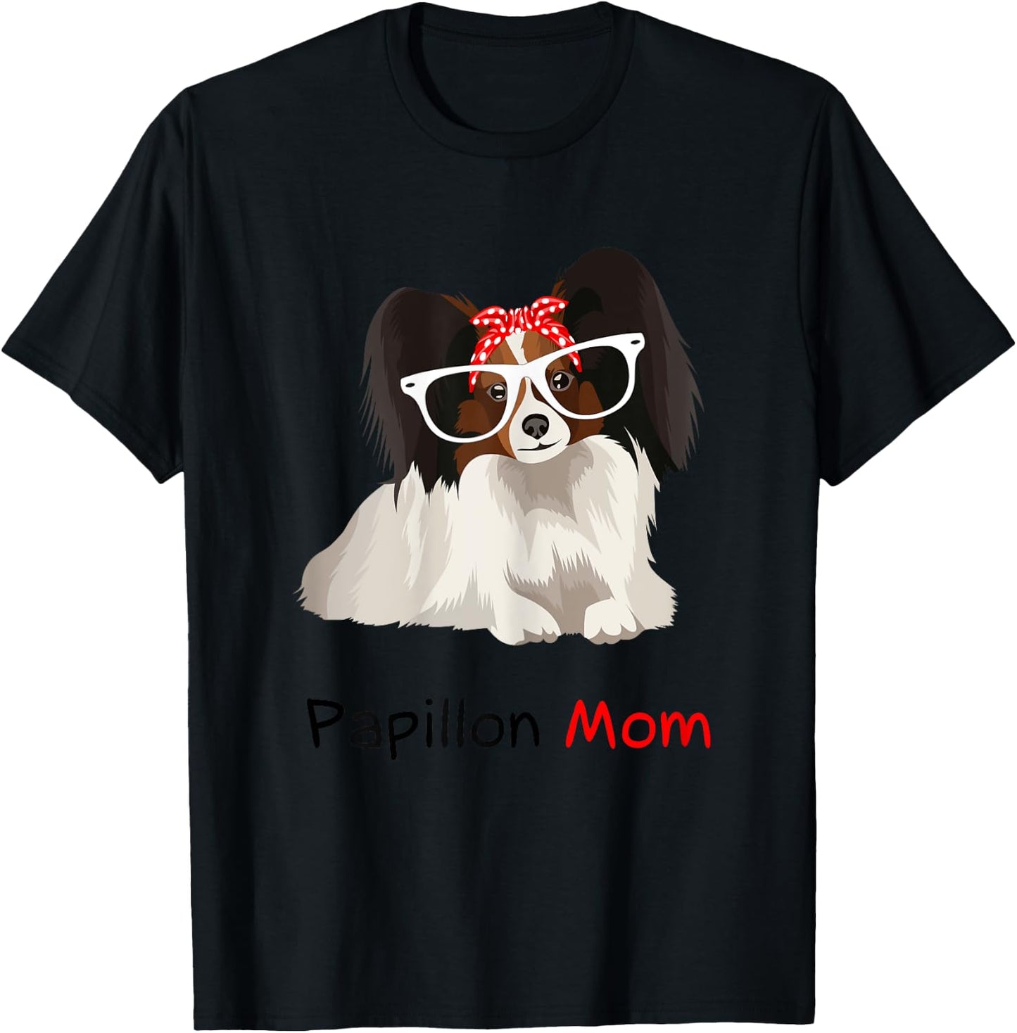 Papillon Mom Bandana Papillon Dog T-Shirt - T-Shirt | Black