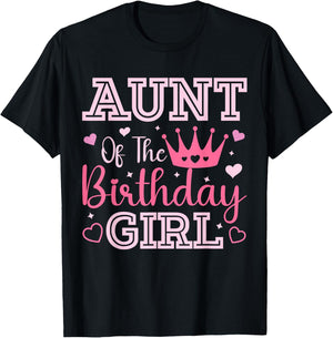 Aunt of the Birthday Girl Cute Pink Matching Family Party T-Shirt - T-Shirt | Black