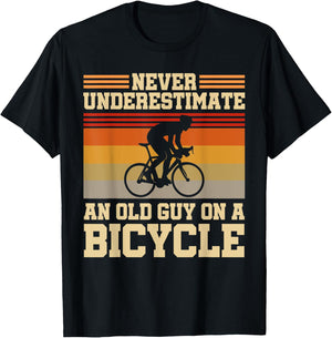 Retired Cyclist Never Underestimate An Old Guy On A Bicycle T-Shirt - T-Shirt | Black