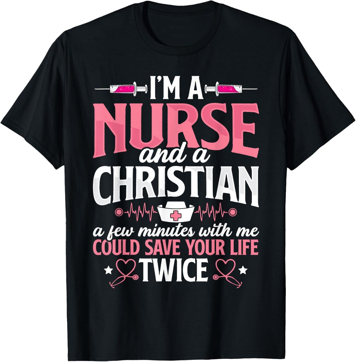 Christian Nurse Jesus God Funny Nursing RN LPN CNA Women T-Shirt - T-Shirt | Black