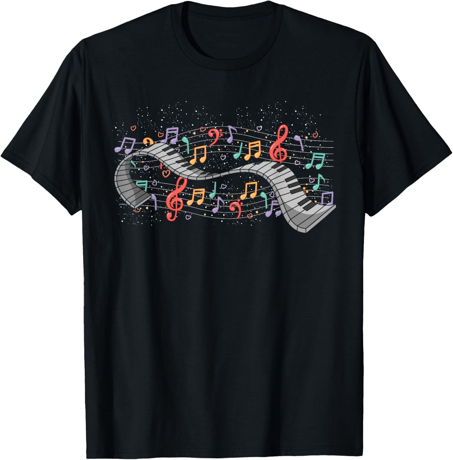Colorful Music Notes Pianist Classical Music Piano T-Shirt - T-Shirt | Black