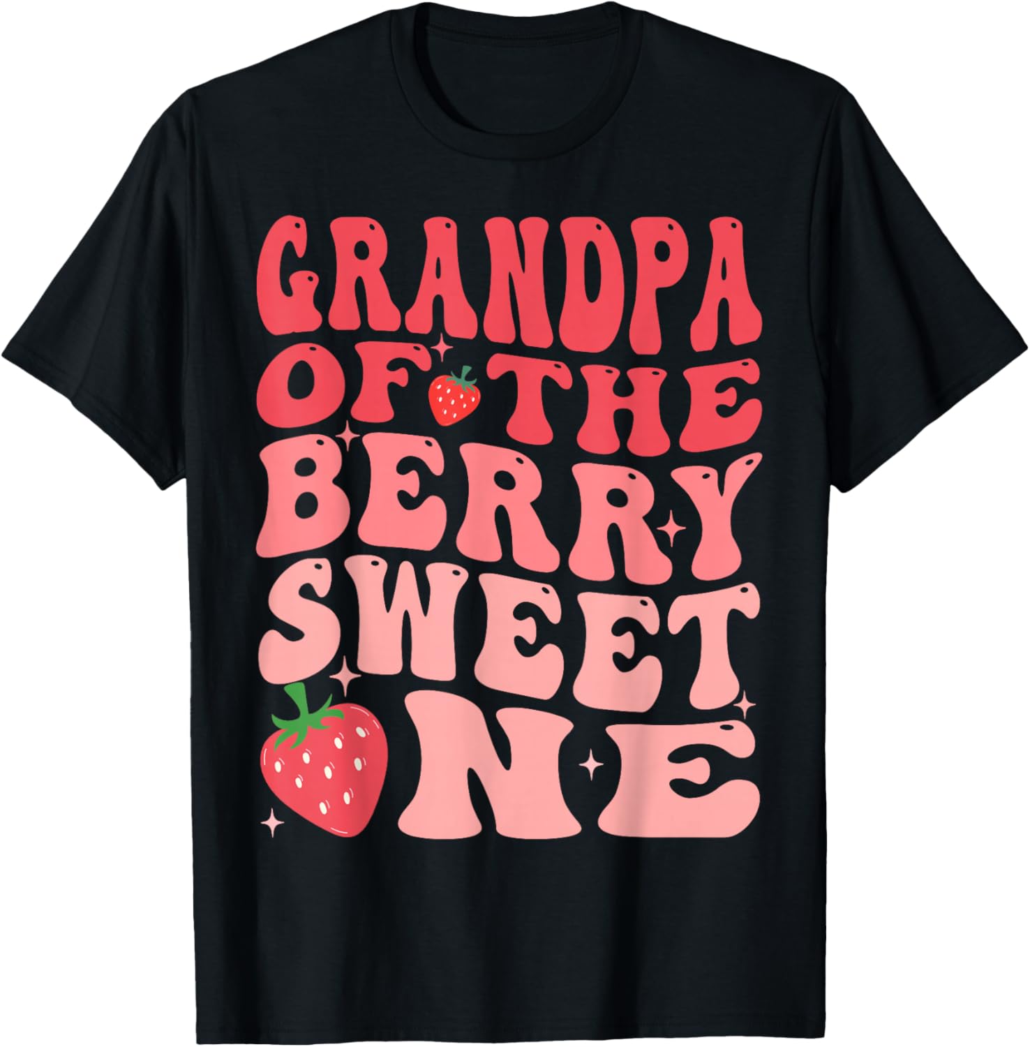 Grandpa Of The Berry Sweet One 1st Birthday Strawberry T-Shirt - T-Shirt | Black