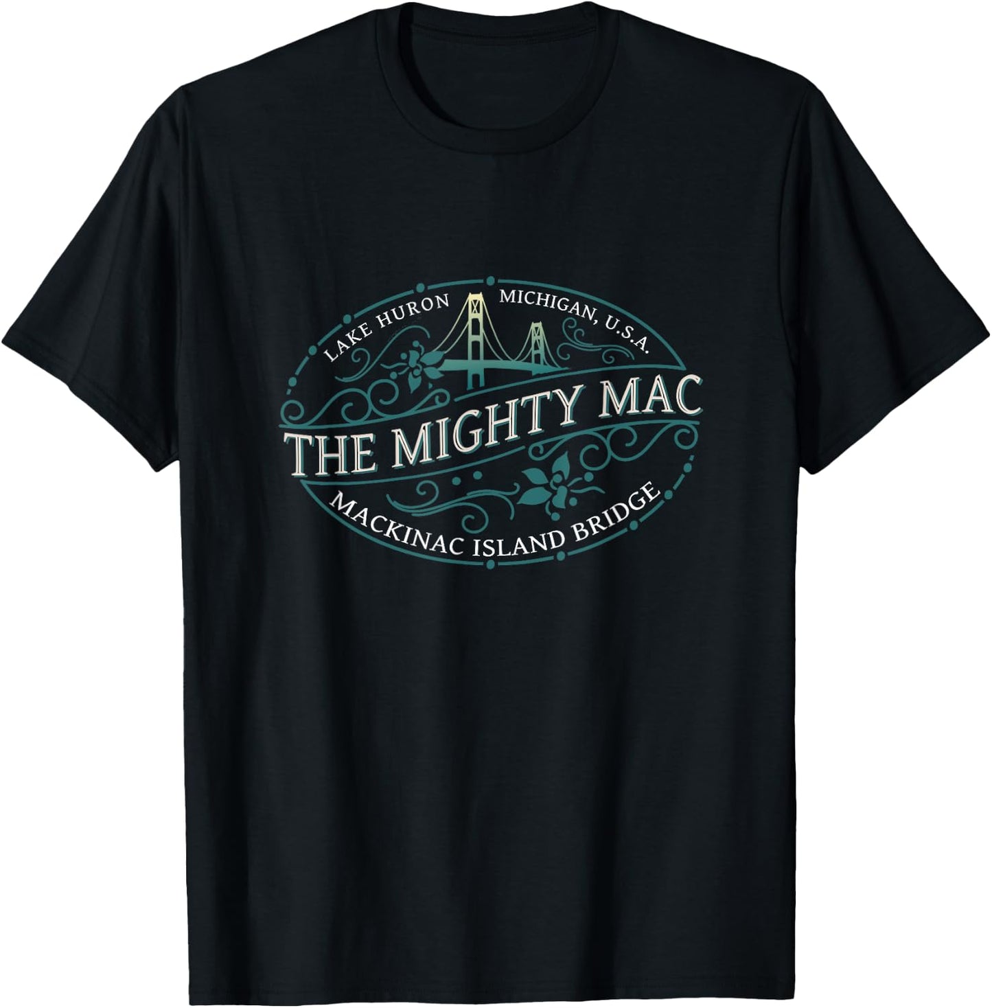 Mackinac Island Bridge Michigan USA Lake Huron Souvenir T-Shirt - T-Shirt | Black