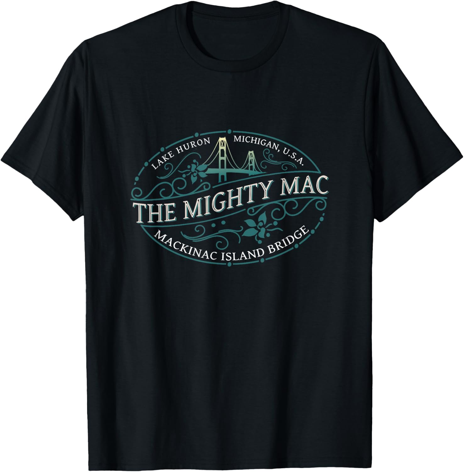 Mackinac Island Bridge Michigan USA Lake Huron Souvenir T-Shirt - T-Shirt | Black