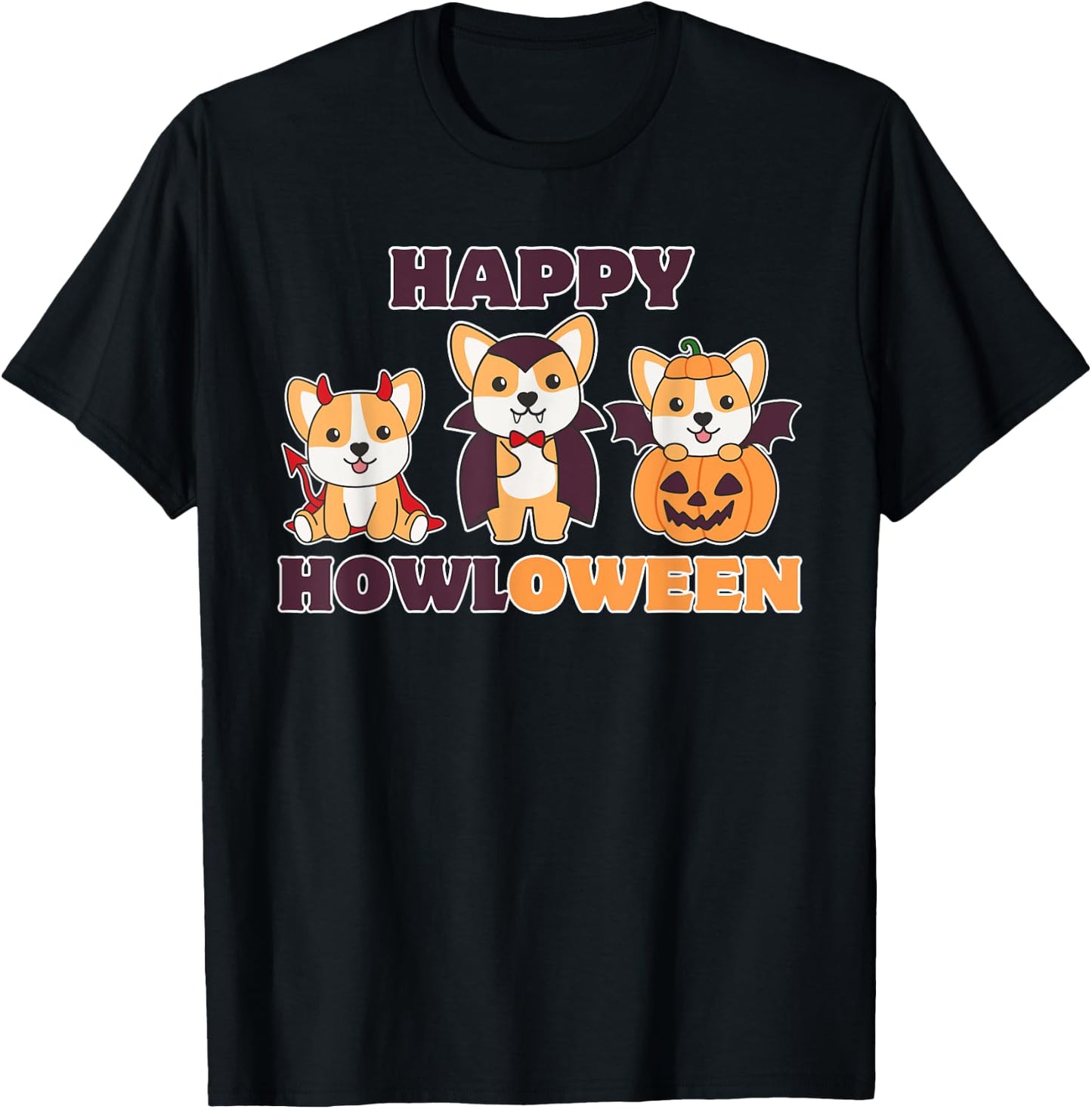 Corgi Happy Howloween Pumpkin Vampire Dogs Halloween T-Shirt - T-Shirt | Black