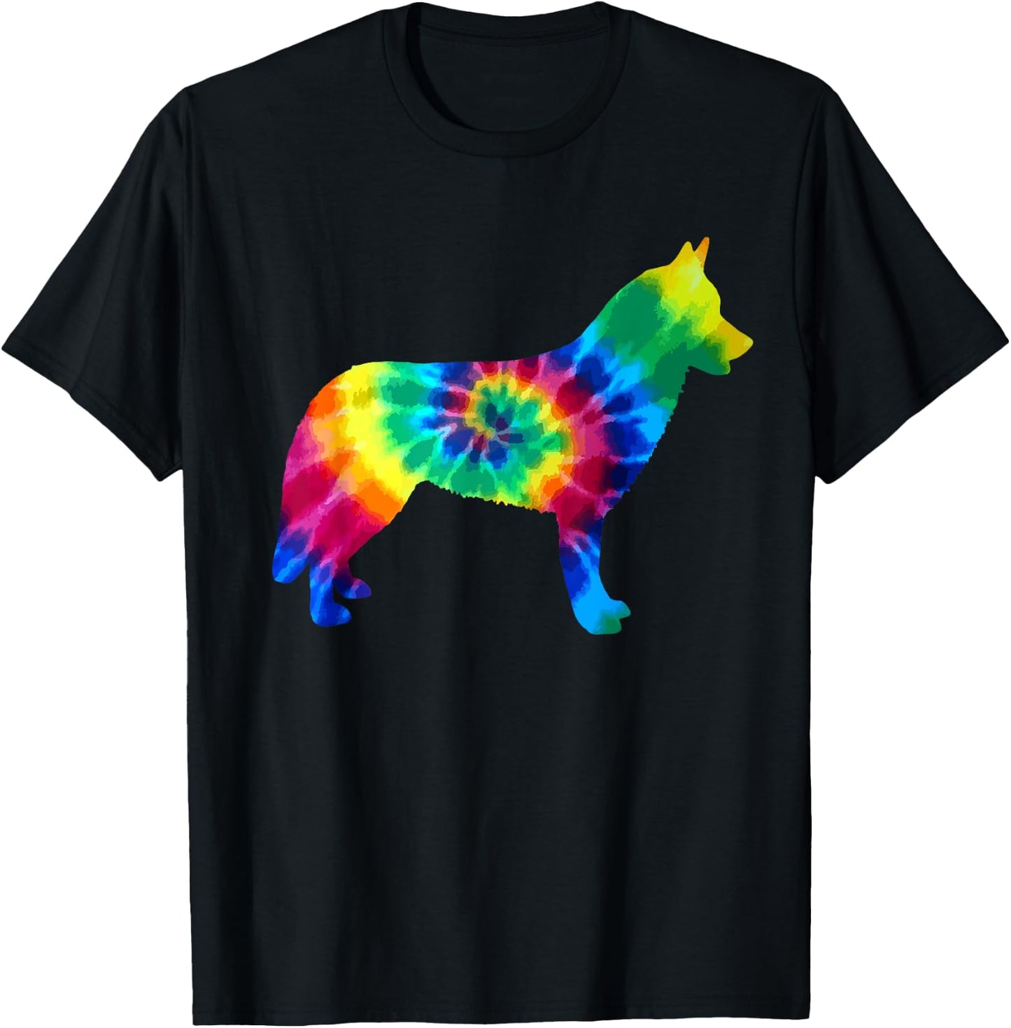 Husky Tie Dye Vintage Hippie Husky Mom Dad dog Lover T-Shirt - T-Shirt | Black