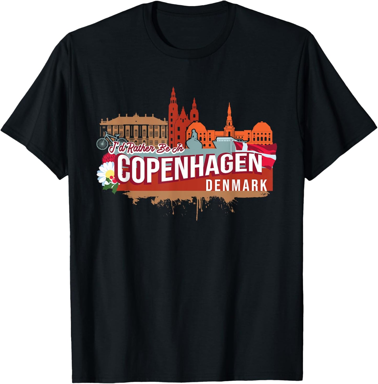 I'd Rather Be In Copenhagen Denmark Vintage Souvenir T-Shirt - T-Shirt | Black