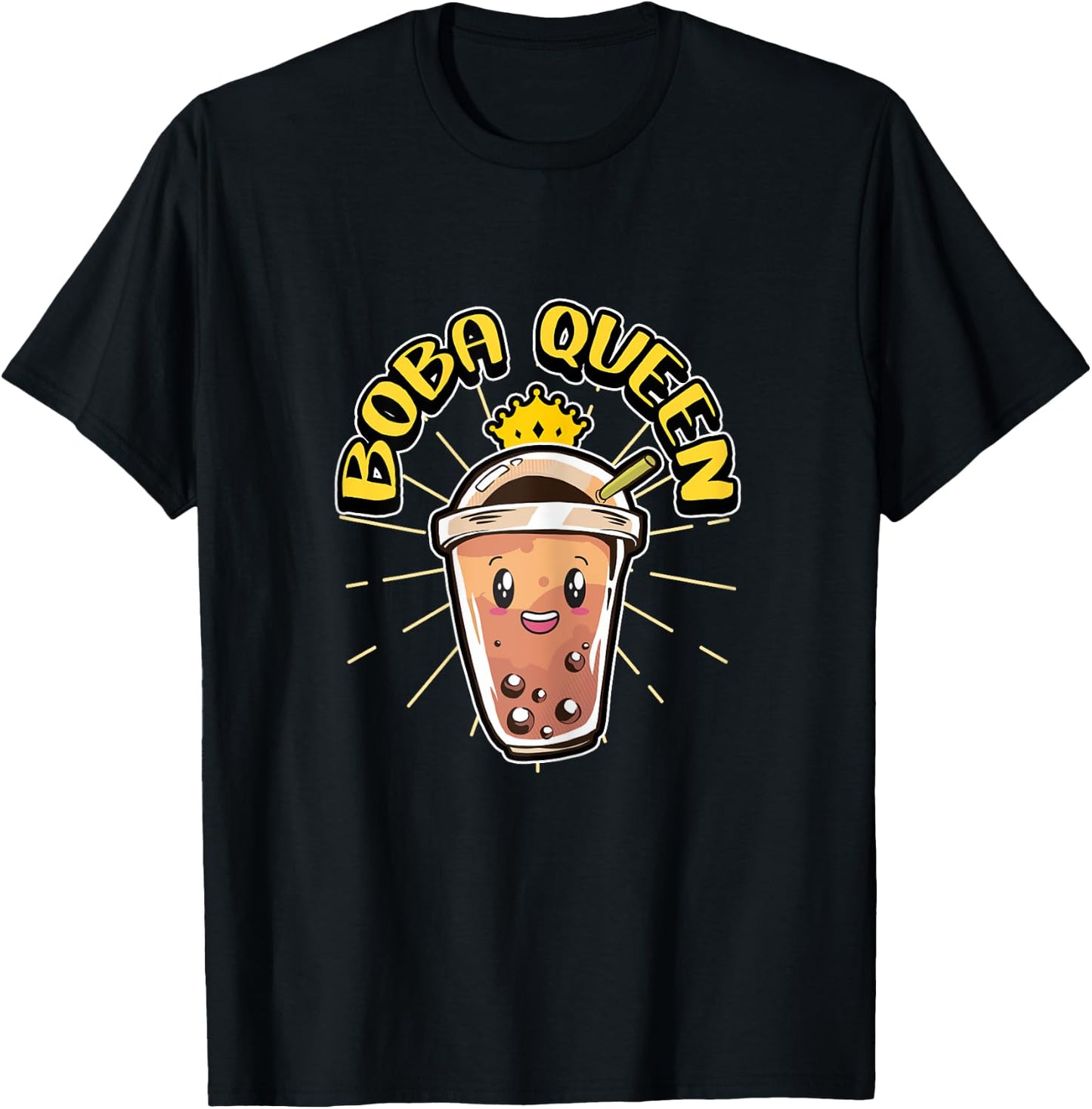 Boba Queen Kawaii Bubble Tea Lover Merchandise T-Shirt - T-Shirt | Black