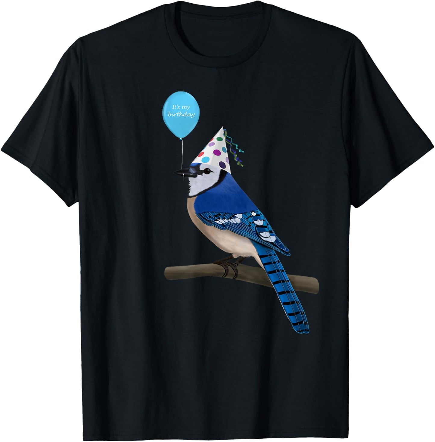 Bird Motif Blue Cow Bird Animal Drawing Birthday T-Shirt - T-Shirt | Black