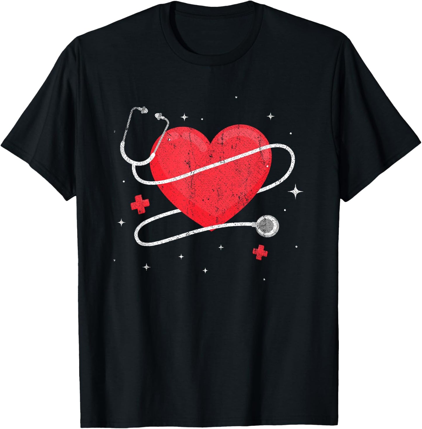 Health Care Stethoscope Heart Nurse T-Shirt - T-Shirt | Black