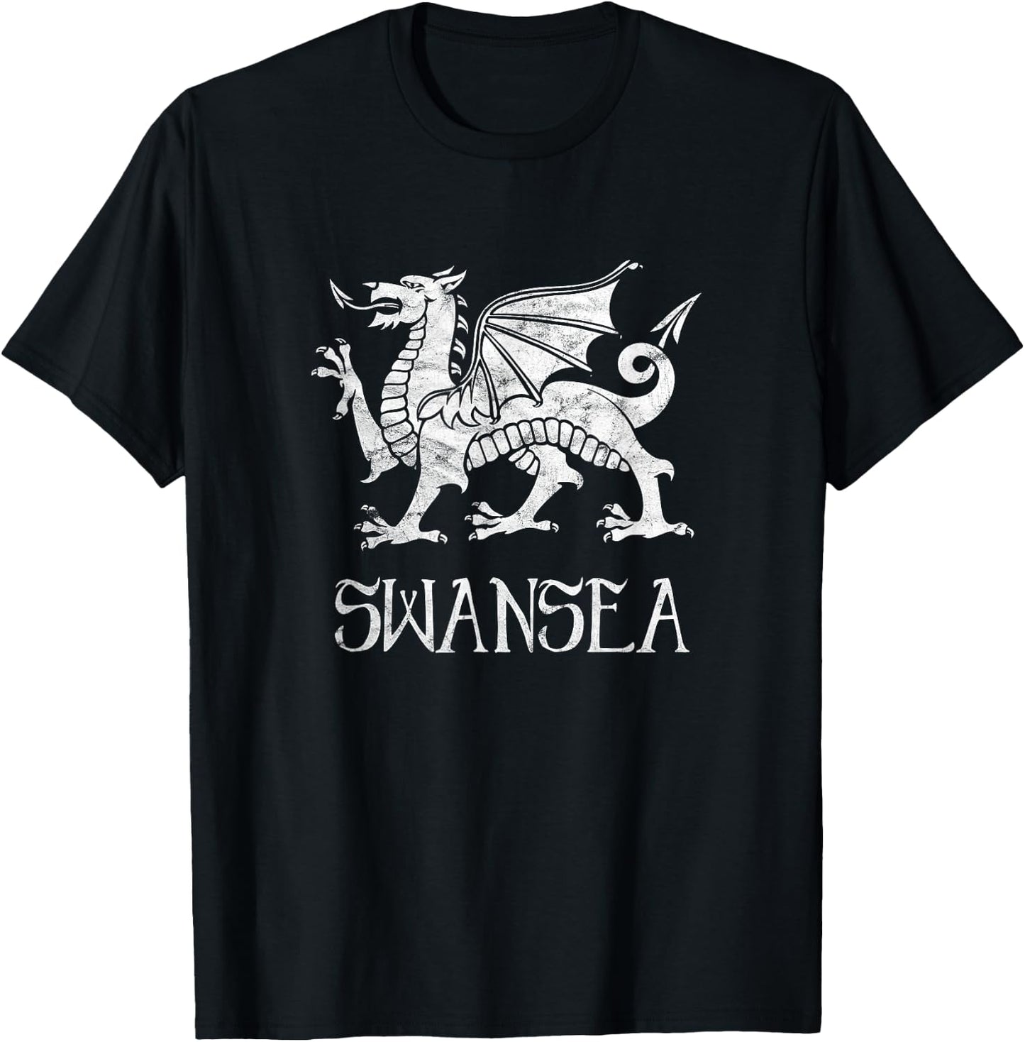 Swansea Wales City Welsh Dragon Flag Wale Cymru T-Shirt - T-Shirt | Black