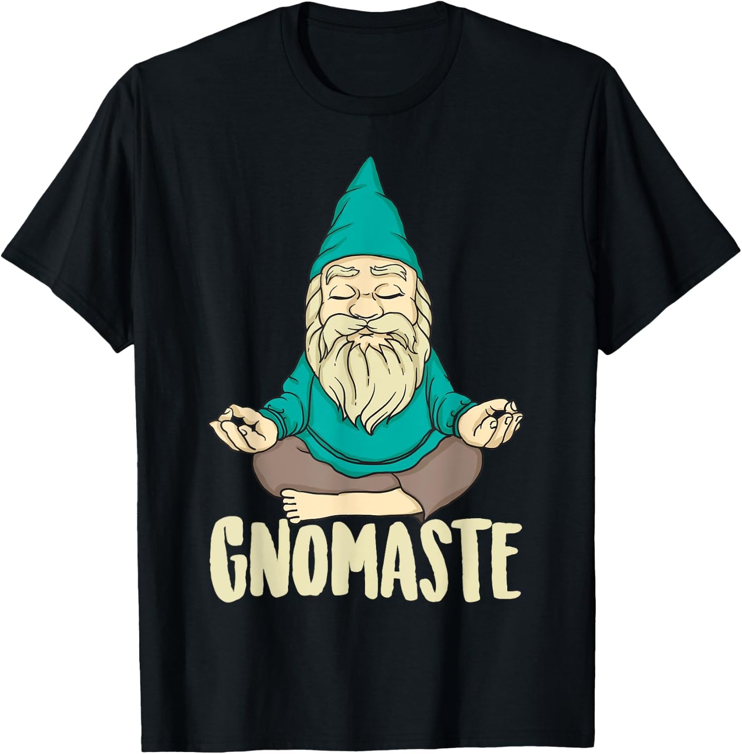 Cute Gnomaste Funny Meditating Gnome Gift Yoga Men Women T-Shirt - T-Shirt | Black