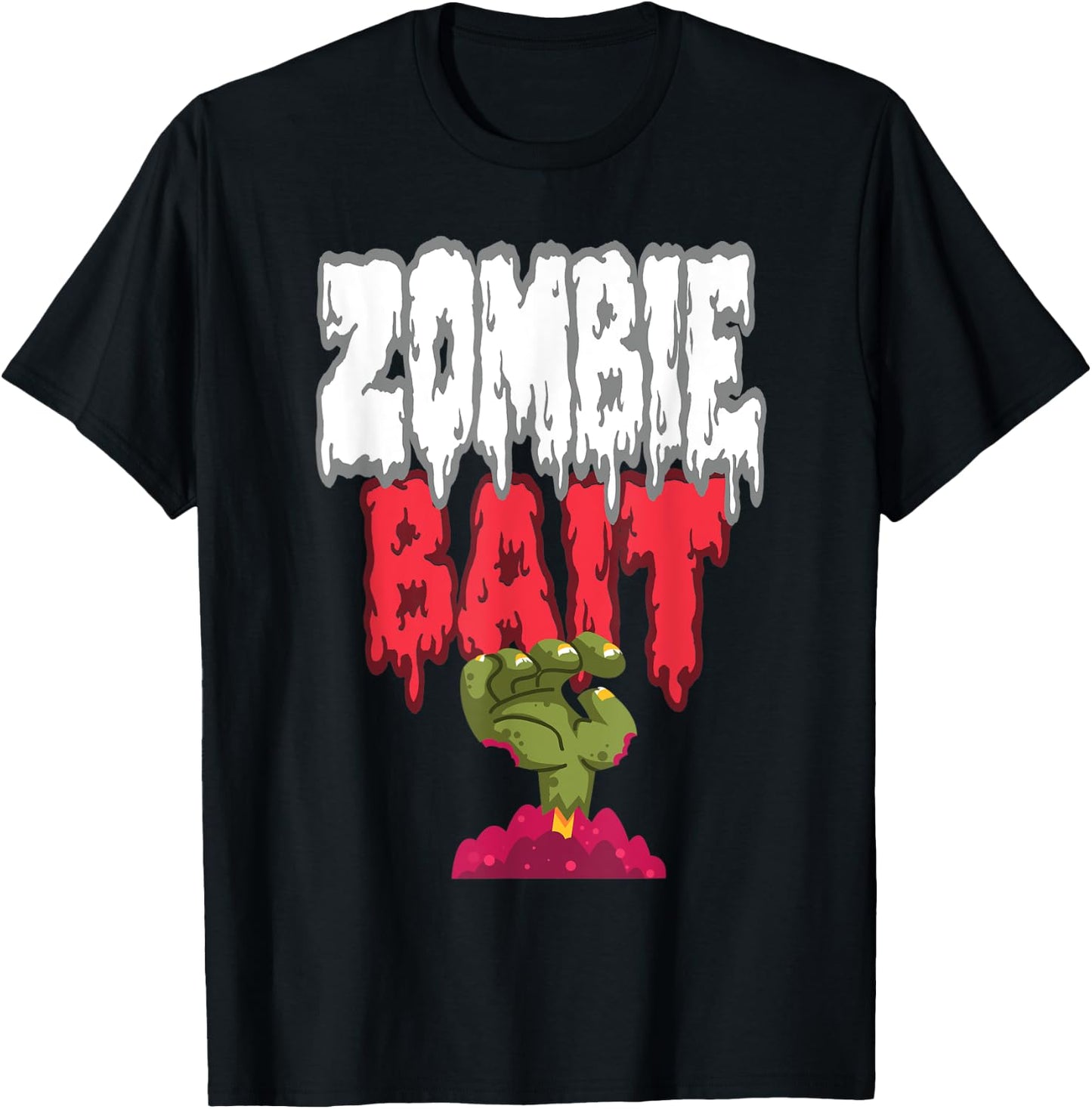 Zombie Bait Reaching From the Grave Funny Halloween Zombie T-Shirt - T-Shirt | Black