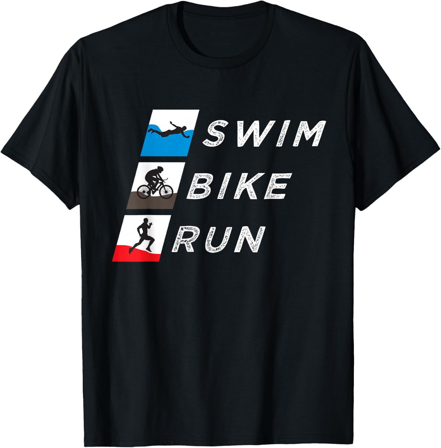 Swim Bike Run Triathlete Endurance Train Triathlon Workout T-Shirt - T-Shirt | Black