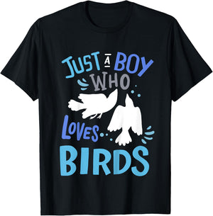 Kids Bird Just A Boy Who Loves Birds Gift T-Shirt - T-Shirt | Black