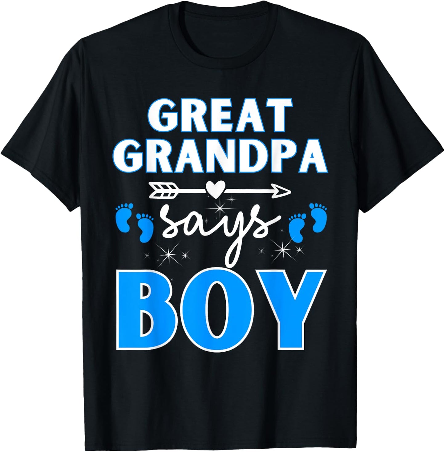 Great Grandpa Says Boy Gender Reveal Team Blue Pregnancy T-Shirt - T-Shirt | Black
