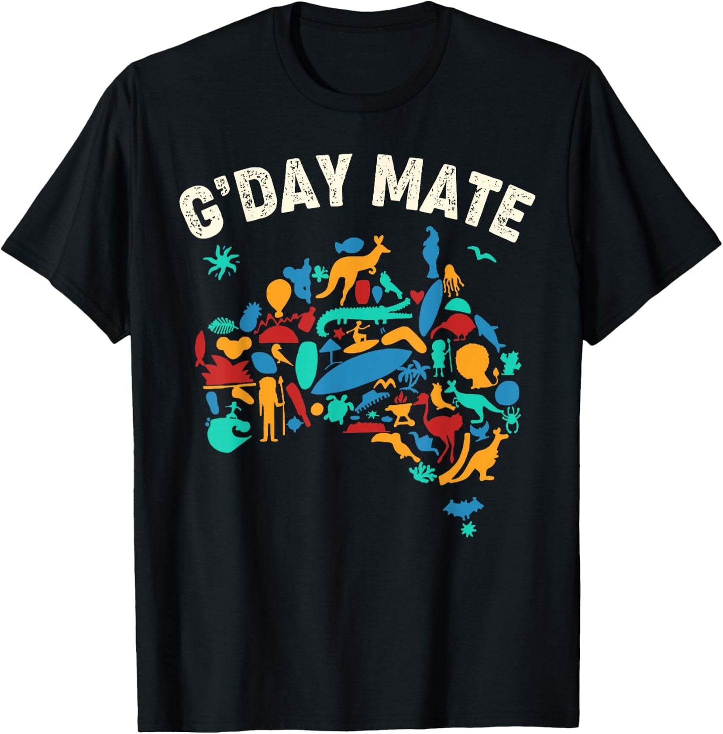 G'Day Mate Toddler Shirt Funny Map Australian Animals T-Shirt - T-Shirt | Black