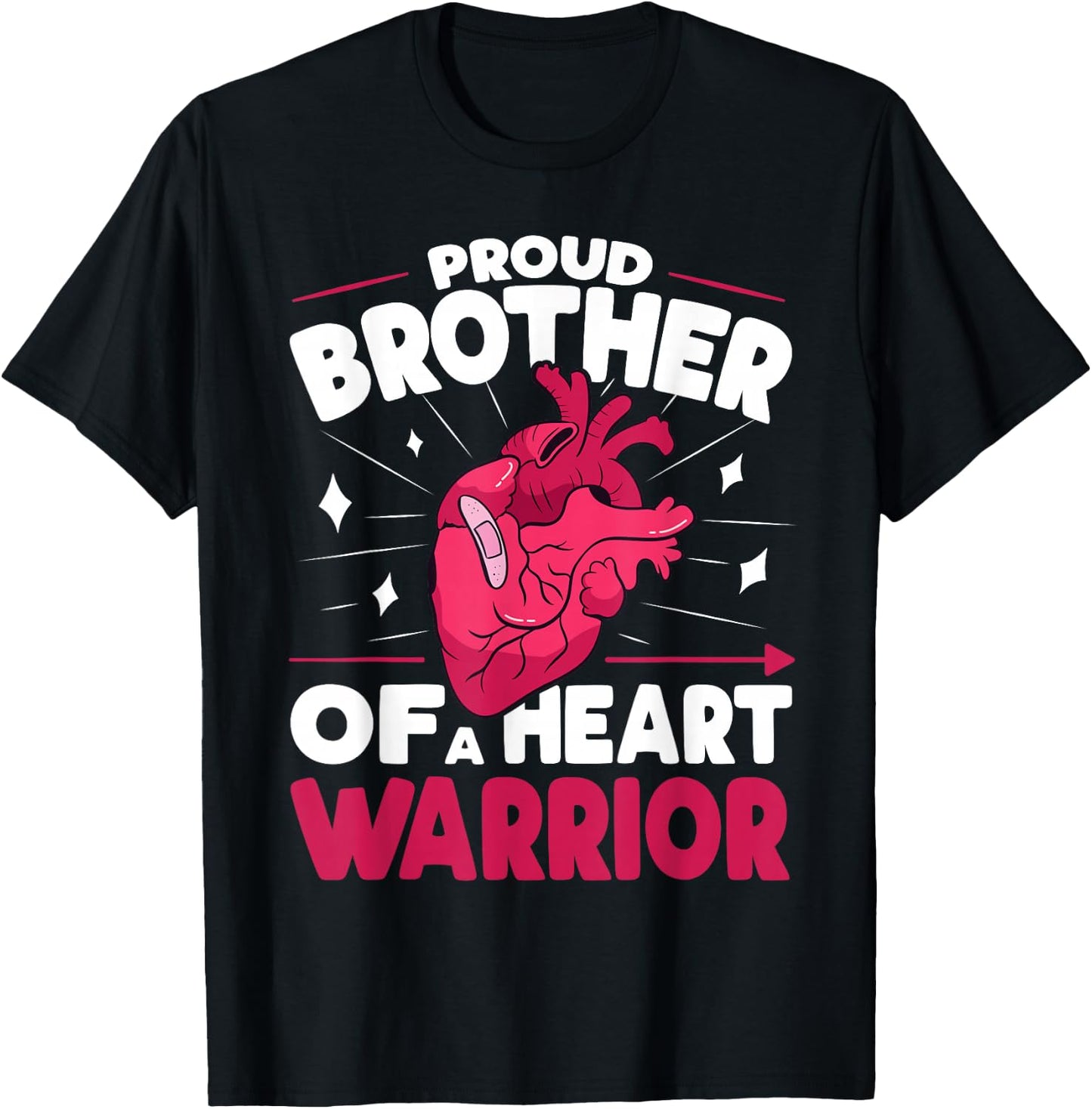 Proud Brother of a Heart Warrior Heart Health Awareness T-Shirt - T-Shirt | Black