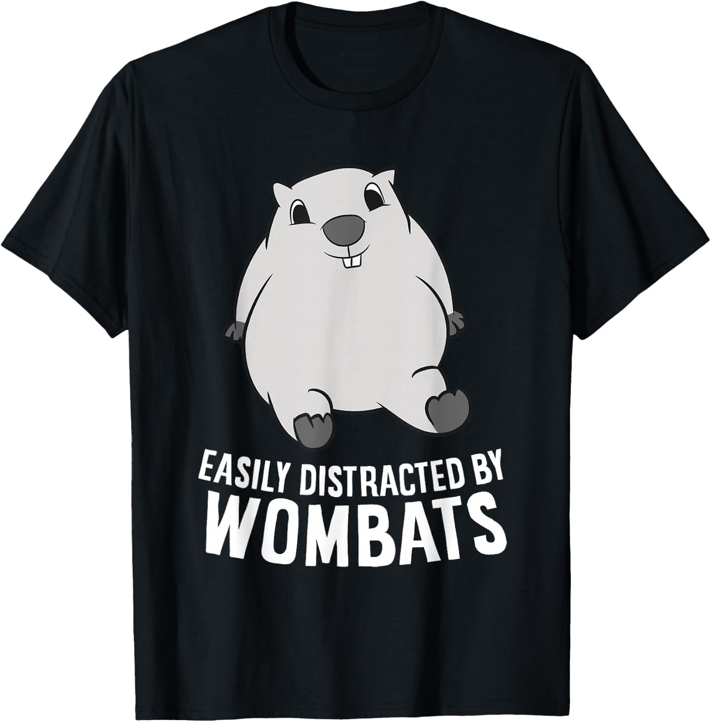 Easily Distracted By Wombats Cute Australian Animal Wombat T-Shirt - T-Shirt | Black