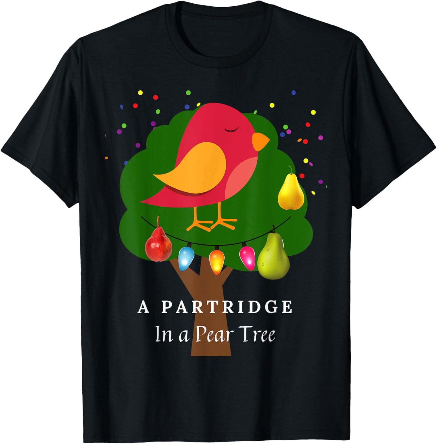 Partridge in a Pear Tree Twelve Days of Christmas Song T-Shirt - T-Shirt | Black