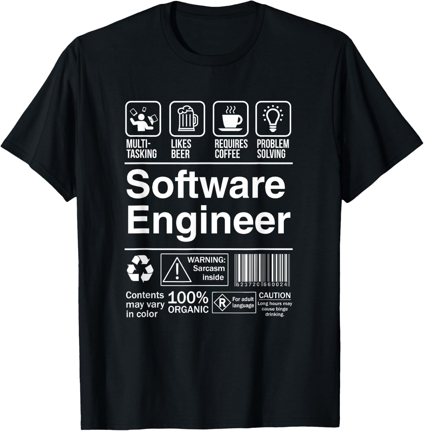 Software Engineer Funny Description T-Shirt - T-Shirt | Black