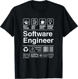 Software Engineer Funny Description T-Shirt - T-Shirt | Black