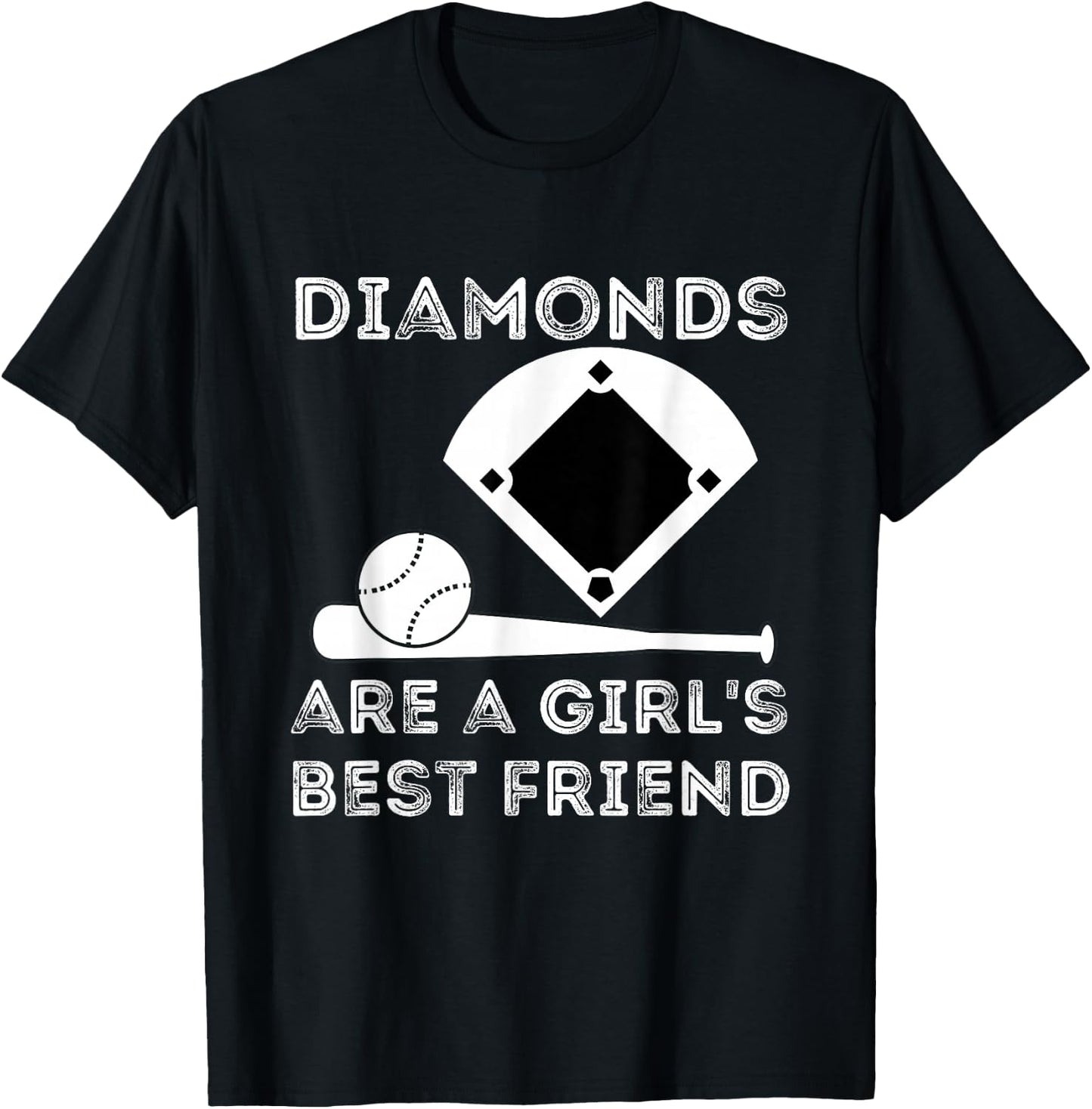 Diamonds Are A Girl's Best Friend - Baseball & Softball Fan T-Shirt - T-Shirt | Black