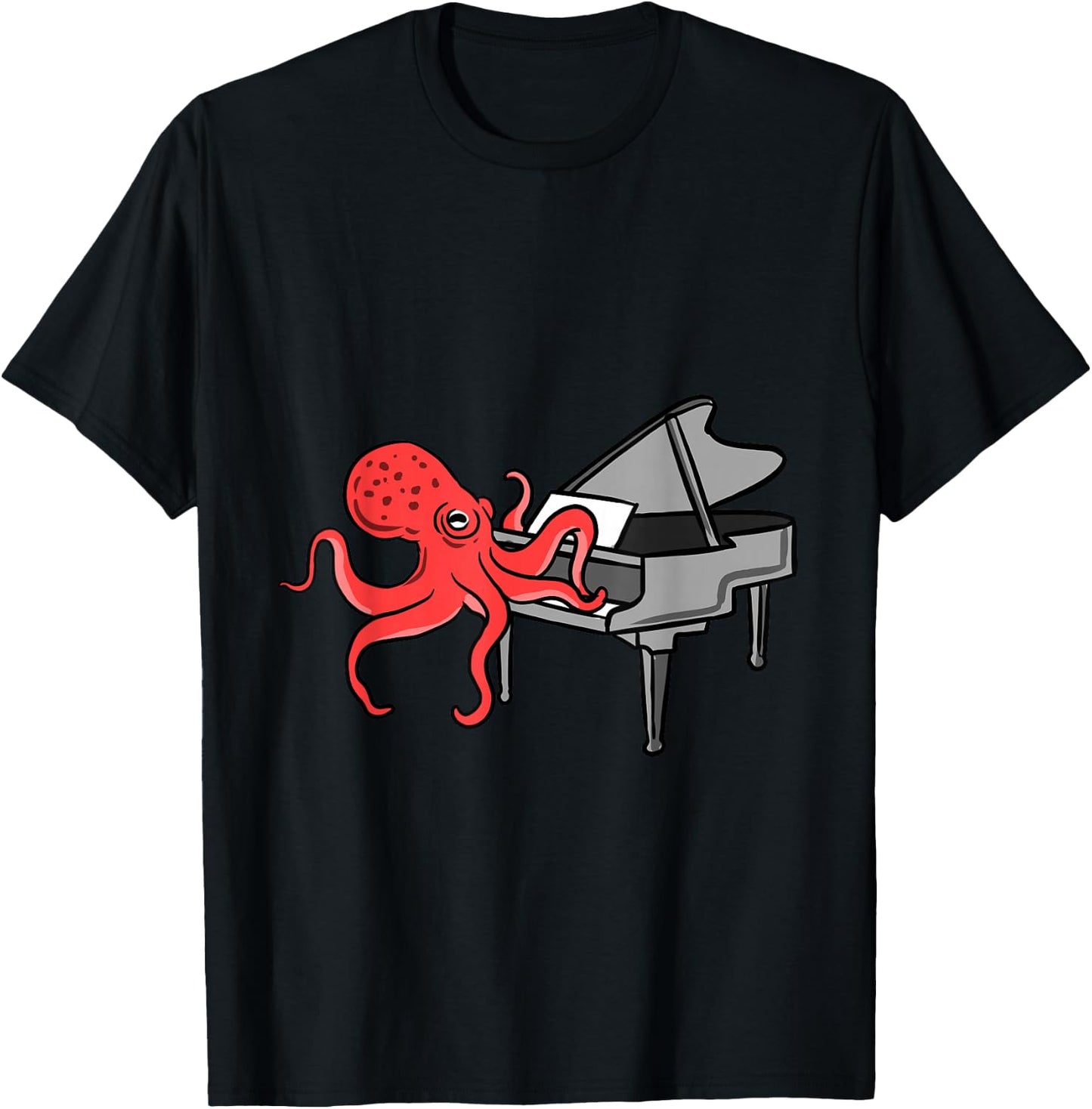 Octopus Playing Piano T-Shirt - T-Shirt | Black