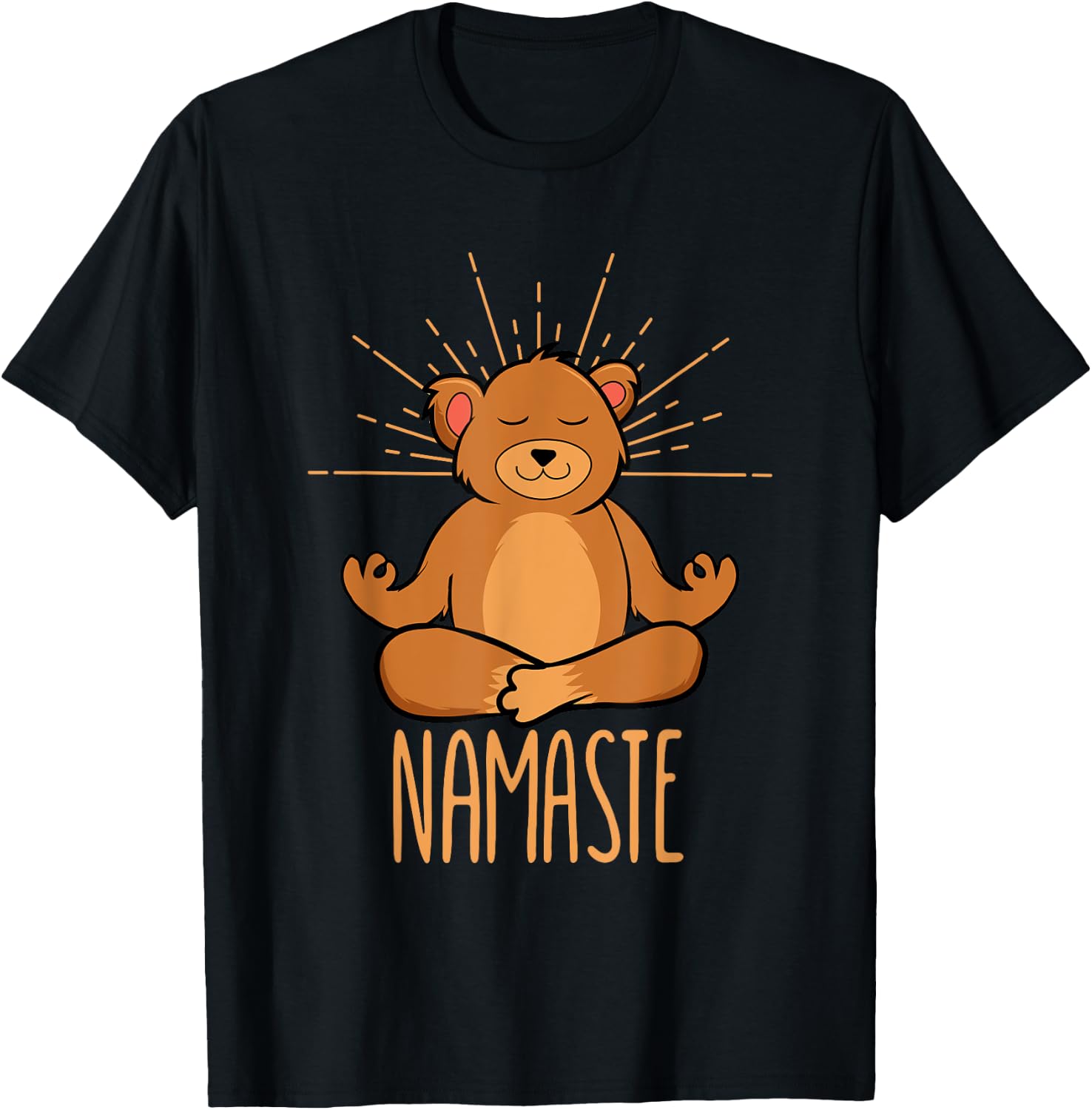 Funny Namaste Bear Meditation Yoga Pose Cute Bear Lover T-Shirt - T-Shirt | Black