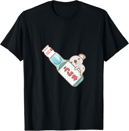 Baby Koala with Ramune japanese soda in Blue T-Shirt - T-Shirt | Black